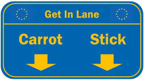 Euro sign to get in lane. Choose carrot or Stick